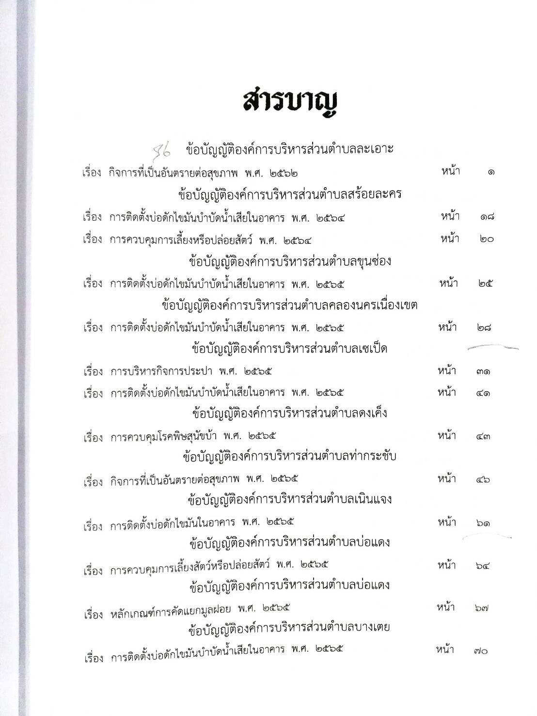 26 ข้อบัญญัติองค์การบริหารส่วนตำบล (ตอนพิเศษ 316/67)