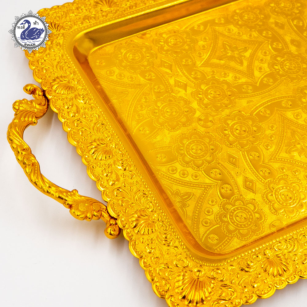 Aluminum Square Tray 44 cm Gold
