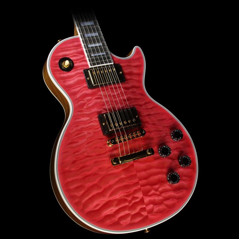 Gibson Custom Shop Zoo Select Les Paul Custom Quilt Top Electric Guitar Transparent Pink