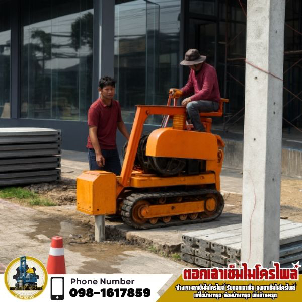 งานตอกเสาเข็มไมโครไพล์พื้นที่แคบ