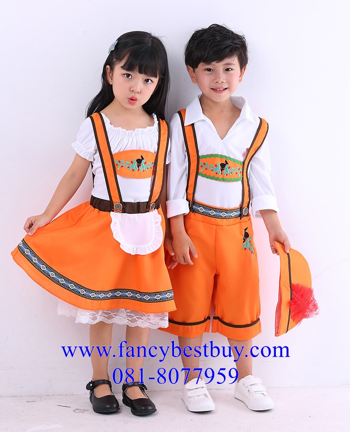 ชุดแฟนซีเด็กหญิง ชุดเยอรมัน ชุดนานาชาติ ชุดประจำชาติเยอรมัน ชุดสวิตเซอร์แลนด์ ชุดบาวาเรียน (คู่กับชุดเด็กชาย FB28011) มีขนาด S(110-120), M(120-130), L(130-140)
