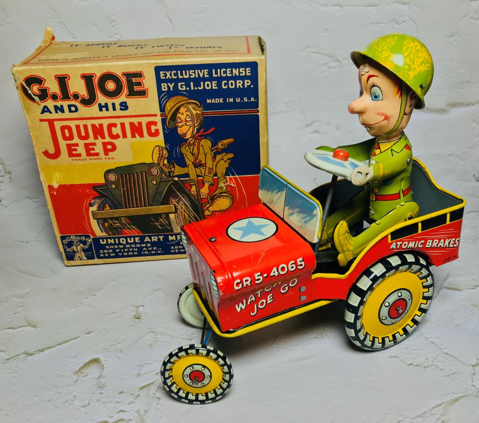 40s Unique Art G.I. Joe JEEP Wind up Toy