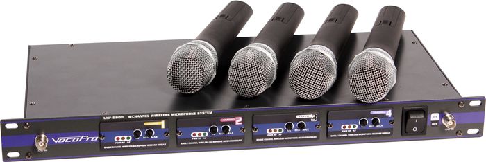 VocoPro UHF-5800 Plus 4-Mic Wireless System with Mic Bag CH 3