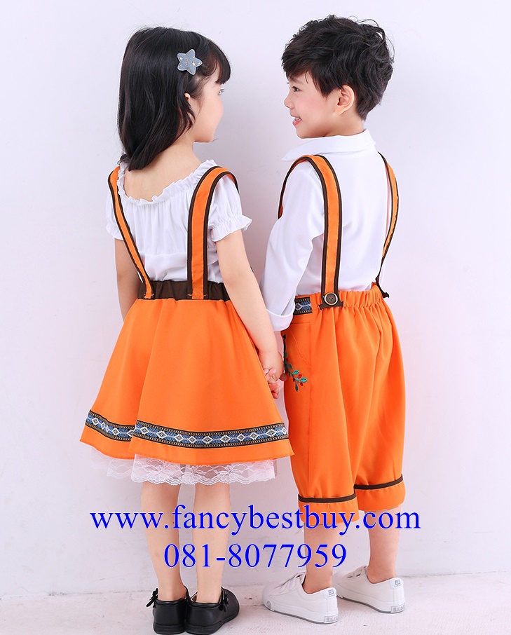 ชุดแฟนซีเด็กหญิง ชุดเยอรมัน ชุดนานาชาติ ชุดประจำชาติเยอรมัน ชุดสวิตเซอร์แลนด์ ชุดบาวาเรียน (คู่กับชุดเด็กชาย FB28011) มีขนาด S(110-120), M(120-130), L(130-140)