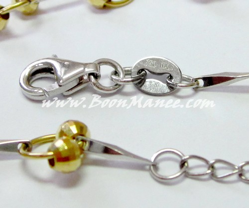 สร้อยข้อมือทองแท้อิตาลี 18K ลายห่วงบอล เก๋ๆ (ยาวปรับเลื่อนได้ 15.5 - 18 ซ.ม.)