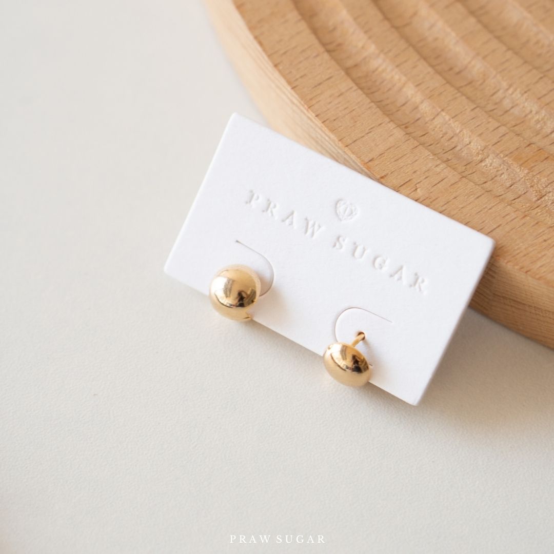 Circle Ball Hoop Earrings - ต่างหูห่วงทรงกลม (ก้านต่างหูเงินแท้)