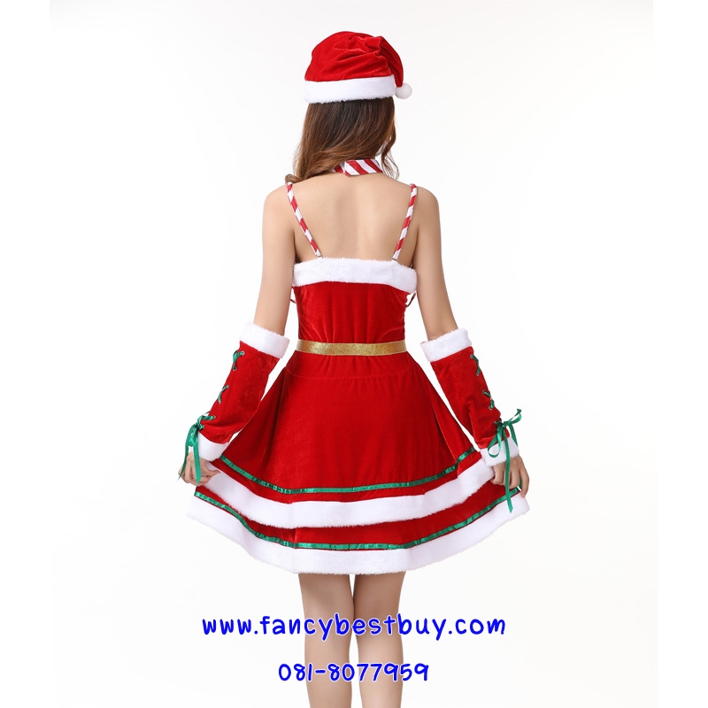 ชุดแซนตึ้ ชุดกระโปรงคริสมาส สีแดง Santy Costume ขนาดฟรีไซด์