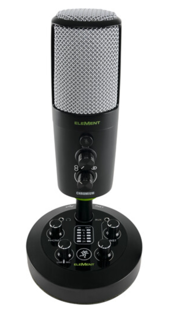 Mackie EleMent Series Chromium Premium USB Condenser Microphone with Built-In 2-Channel Mixer