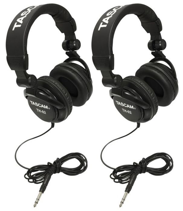 TASCAM TH-02 Recording Studio Headphones, 2-Pack, Black
