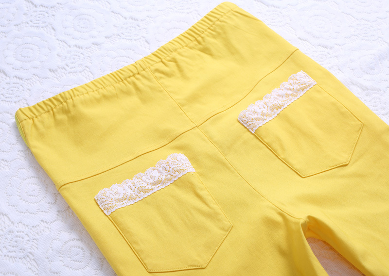 กางเกงคนท้อง ขา5ส่วน สีเหลือง เอวปรับระดับได้ ผ้ายืด ใส่สบายสุดๆค่ะ