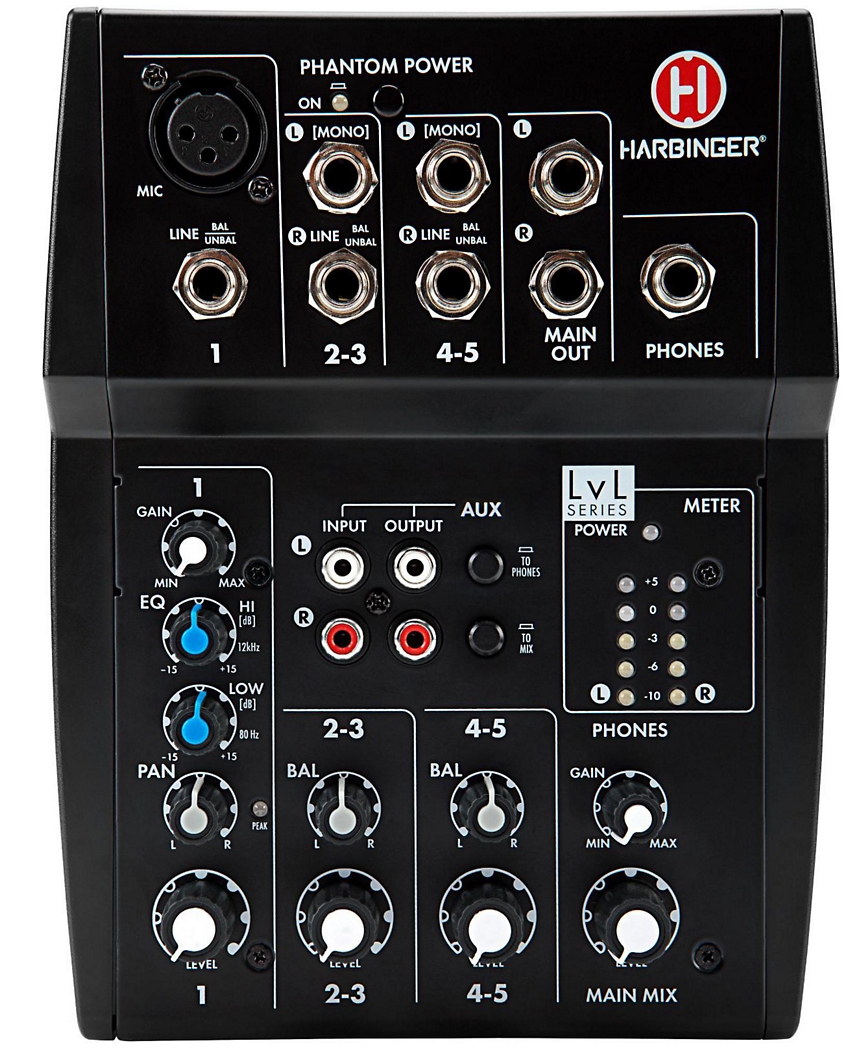 Harbinger L502 5-Channel Mixer with XLR Mic Preamp