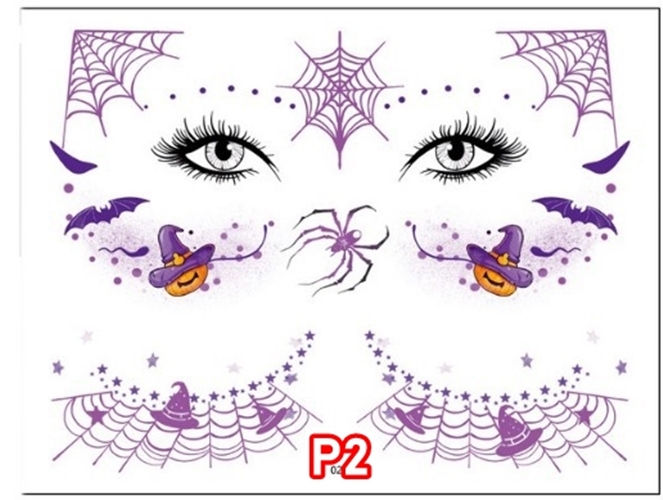 สติ๊กเกอร์แทททูแต่งหน้า ฮาโลวีน2024 SIZE 12*15.8 cm
