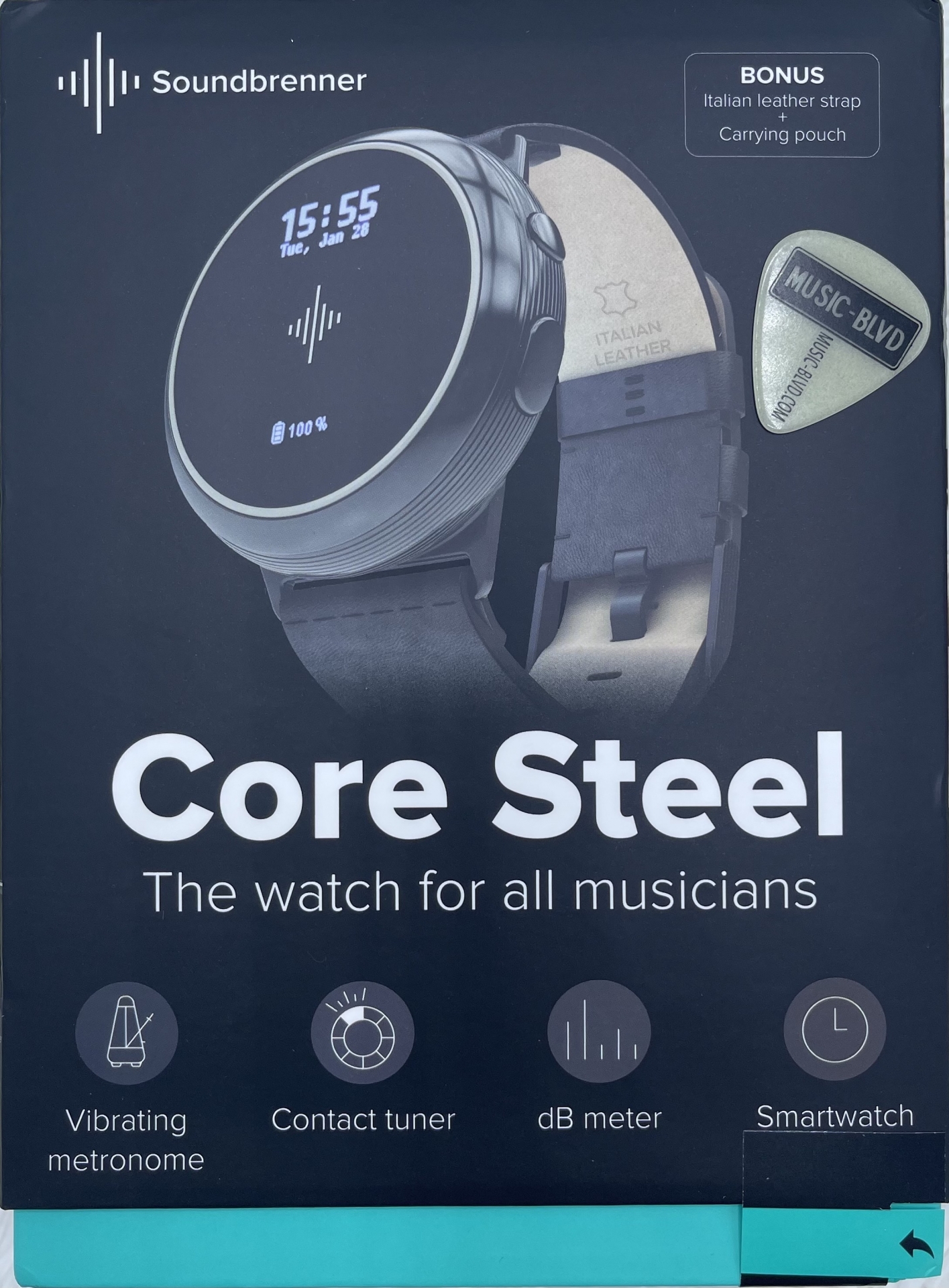 Soundbrenner Core Steel 4-in-1 Music Tool in a Smartwatch Form Factor