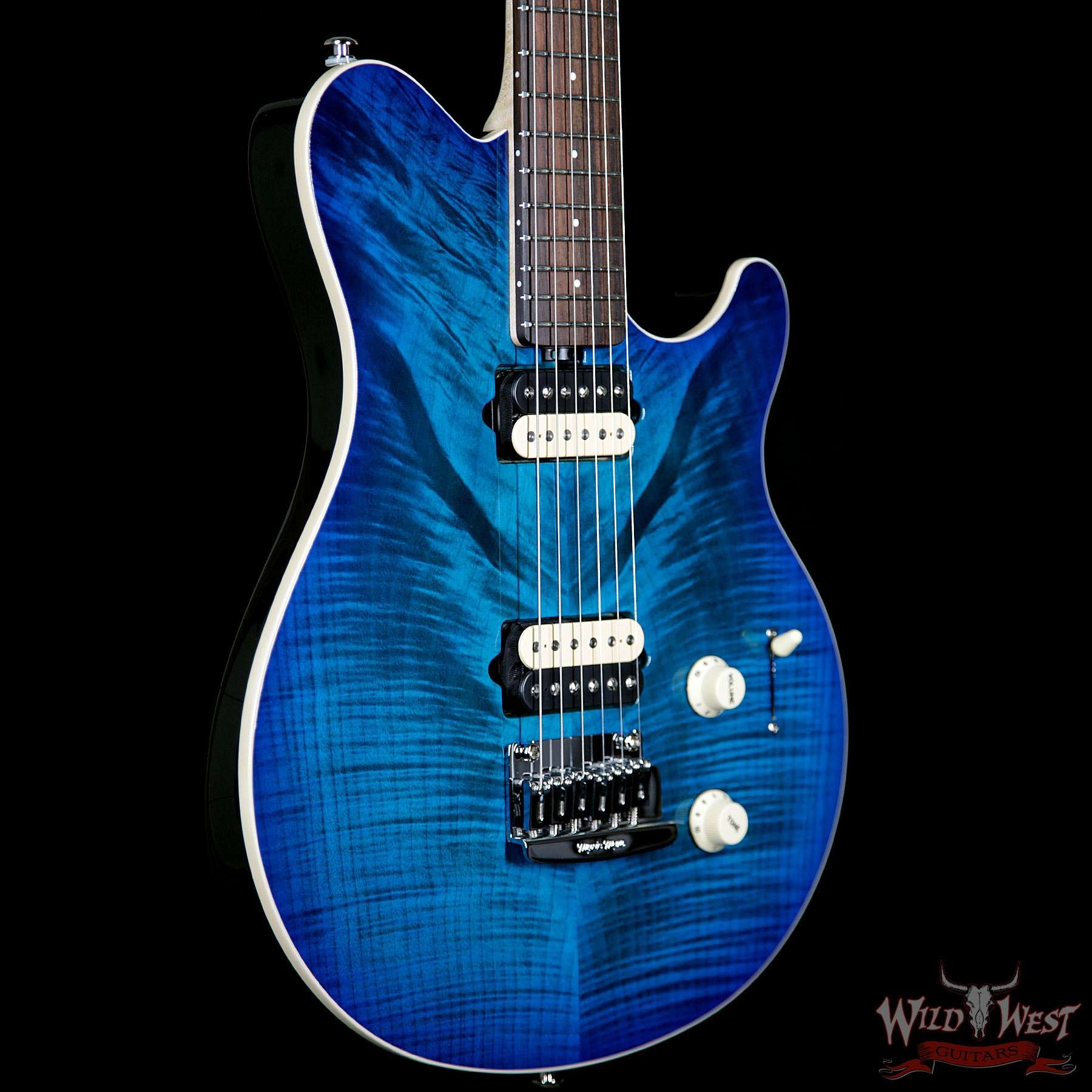 Ernie Ball Music Man Axis Super Sport Flame Maple Top Rosewood Fretboard Balboa Blue Burst