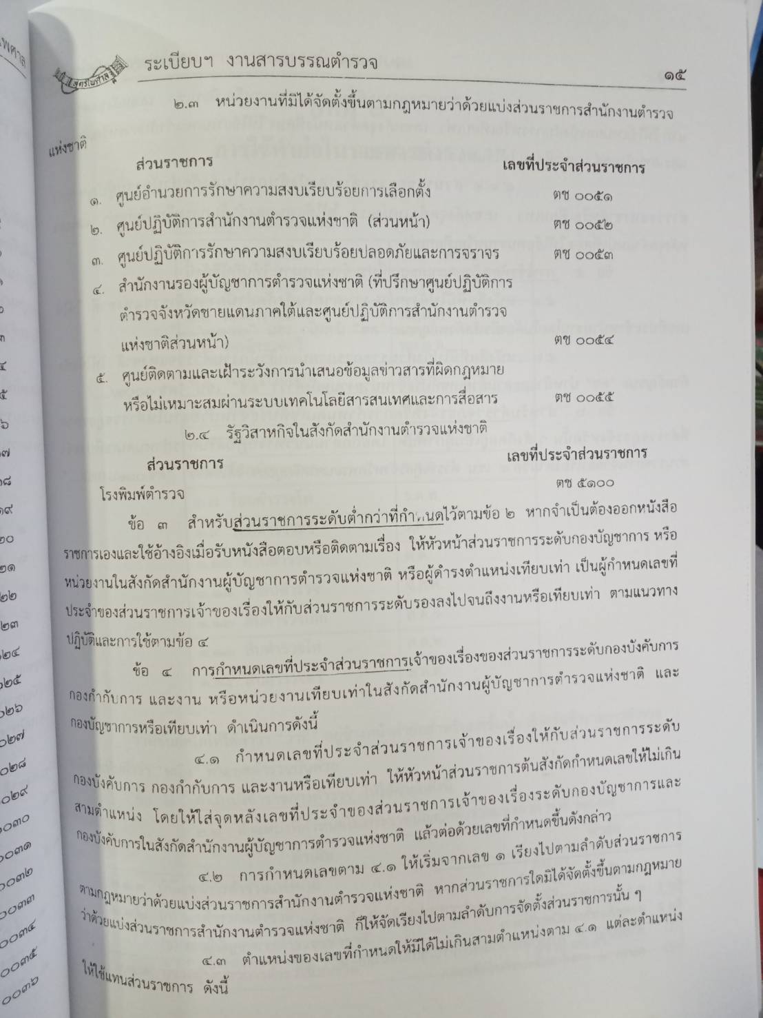 ระเบียบสำนักงานตำรวจแห่งชาติ ประมวลระเบียบการตำรวจไม่เกี่ยวกับคดี ลักษณะที่ ๕๔ งานสารบรรณ ๒๕๕๖ และที่แก้ไขเพิ่มเติม ระเบียบงานสารบรรณตำรวจ ๒ (5G 02)