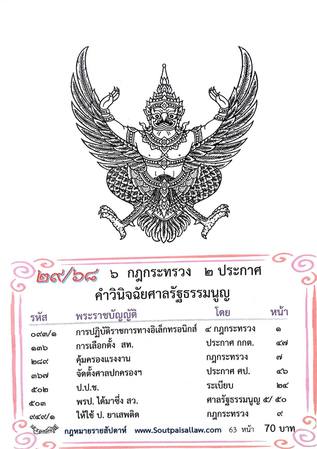 กฎหมายใหม่ ตอนที่ 29/68 6 กฎกระเทรวง 2 ประกาศ คำวินิจฉัยศาลรัฐธรรมนูญ