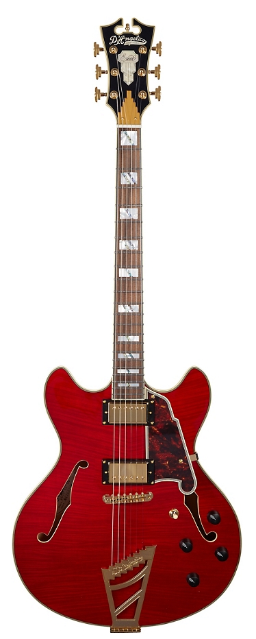 DAngelico Excel Series DC Semi-Hollow Electric Guitar with Stairstep Tailpiece Cherry
