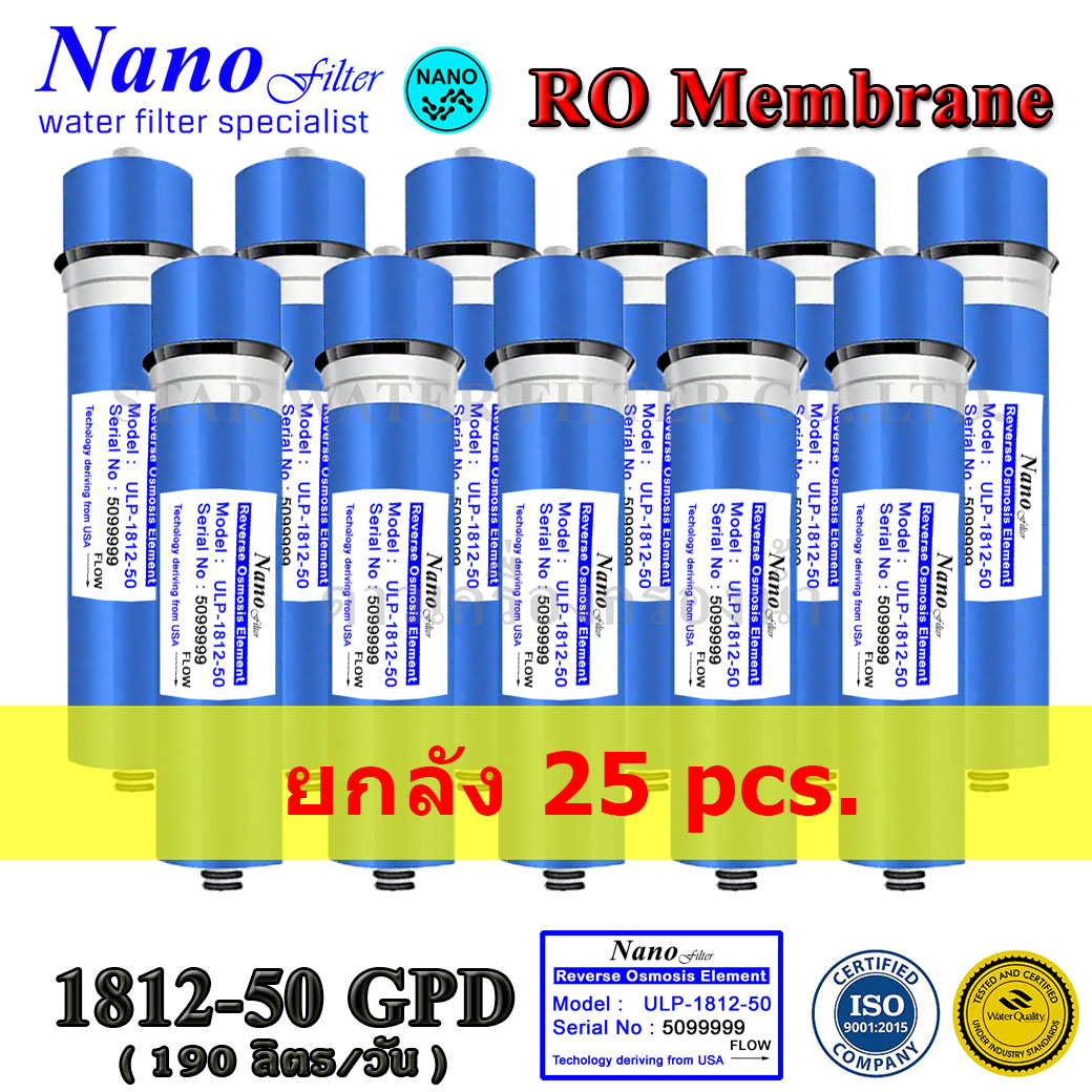 ไส้กรองน้ำ RO Membrane ULP-1812-50 GPD Nano Filter 25 pcs.