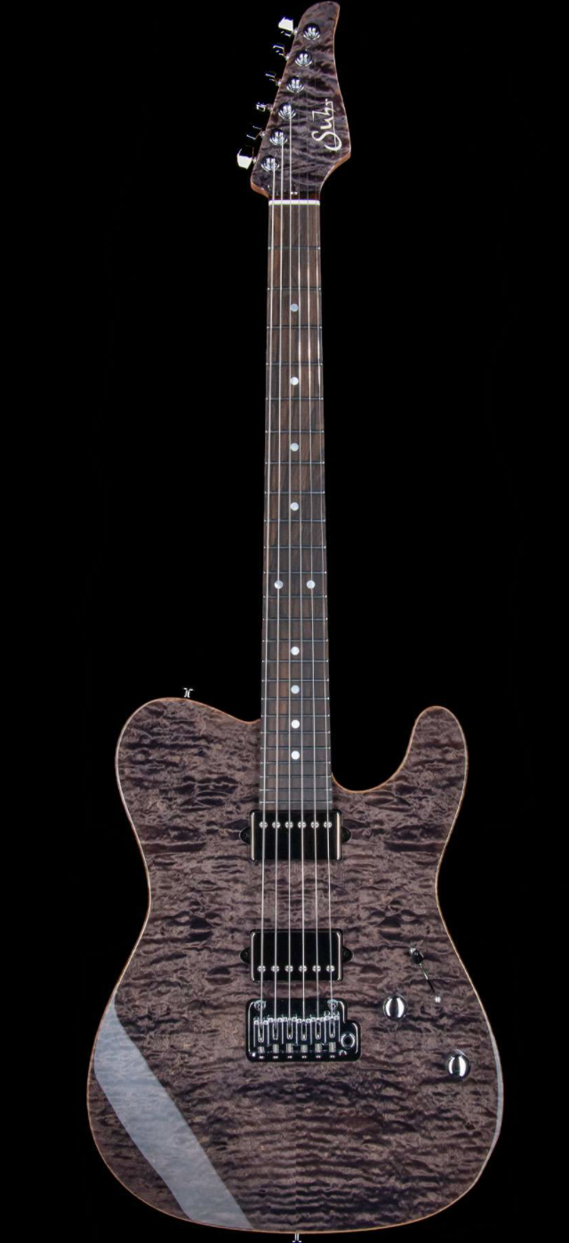 Suhr Custom Modern T Quilt Maple Top Ziricote Board Translucent Charcoal