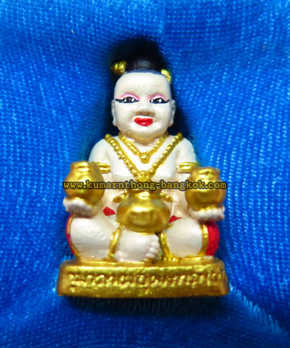 กุมารทอง อุดมทรัพย์ วัดบางพระ (หลวงพ่อเปิ่น) จ.นครปฐม แบบเพ้นสี เนื้อโลหะ ขนาดพกพา สูง 3ซม. ฐานกว้าง 2ซม. (พร้อมกล่องเดิมจากวัด) ปี 2554
