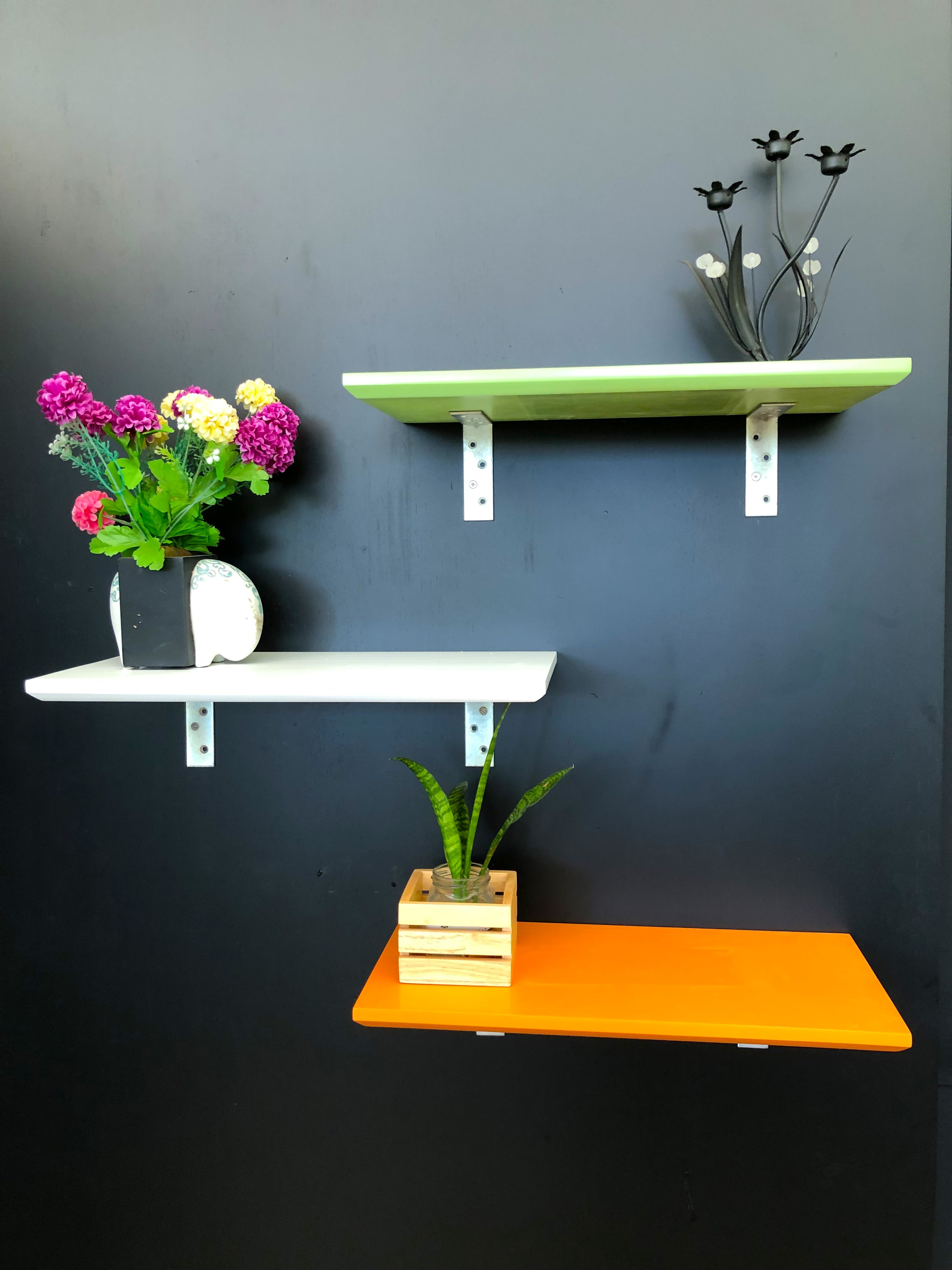 ชั้นติดผนัง ชั้นวางของ DIY ขนาด TH 2 x W 21 x L 45 Cms.สีเขียว, สีขาว, สีส้ม (ชุดละ 3 ชิ้น)