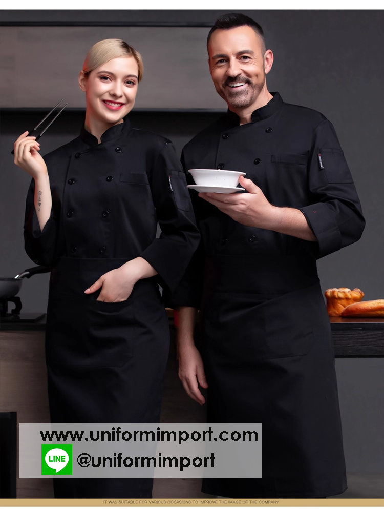 เสื้อเชฟแขนยาว +++คลิกภาพดูรายละเอียดด้านใน เสื้อพ่อครัว เสื้อเชฟชาย เสื้อเชฟหญิง เสื้อกุ๊ก เสื้อพนักงานครัว เสื้อแม่ครัว เสื้อเชฟโรงแรม