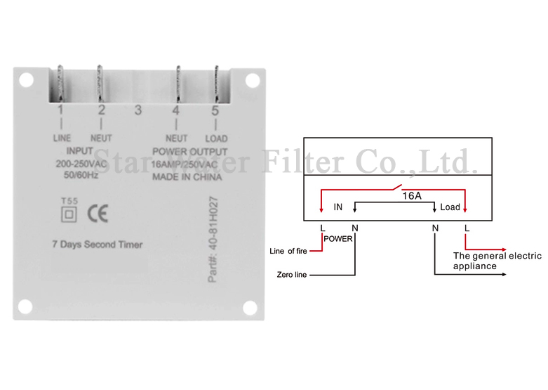 Timer switch 1.6" LCD 220VAC Contact 16 A TM618H-4 + สายไฟ +ขั้วต่อสาย