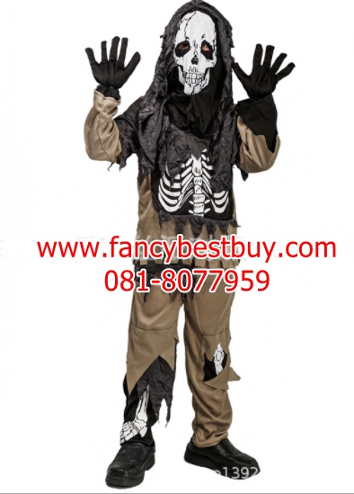 ชุดฮาโลวีน ชุดผีโครงกระดูกพร้อมหน้ากากและถุงมือ สำหรับวันฮาโลวีน Skeleton มีขนาด S(110-120)