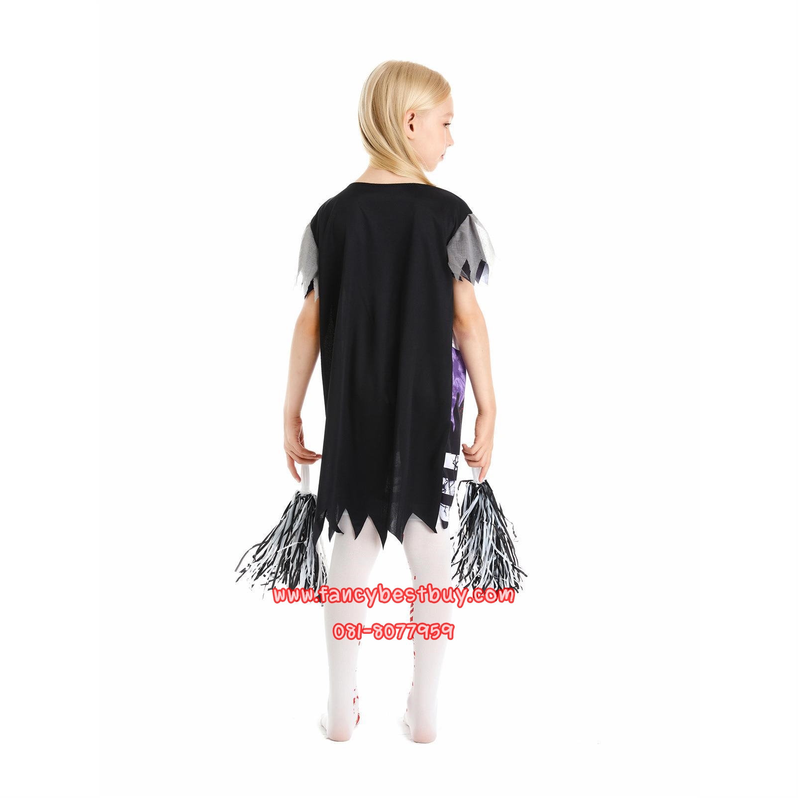 ชุดฮาโลวีนเด็กหญิง ชุดเชียร์ลีดเดอร์เลือด ชุดซอมปี้ สำหรับวันฮาโลวีน Blood Cheer leader Nurse แบบที่ 2 มีขนาด S 110-120, M 120-135 (แถมพู่เชียร์และถุงน่องลายเลือด) สำเนา