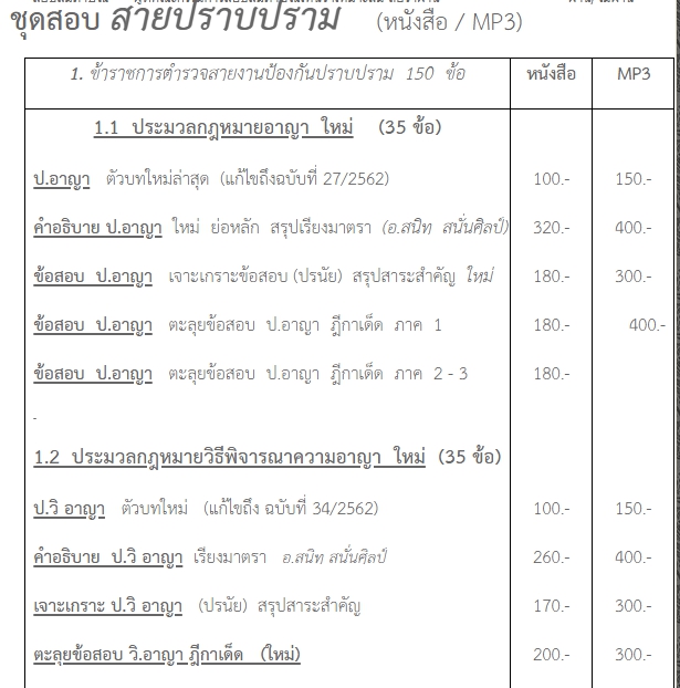 ชุดเตรียมสอบนายร้อยตำรวจ สายปราบปราม