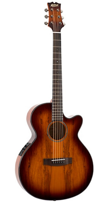 Mitchell MX430 Spalted Maple Acoustic-Electric Guitar Whiskey Burst