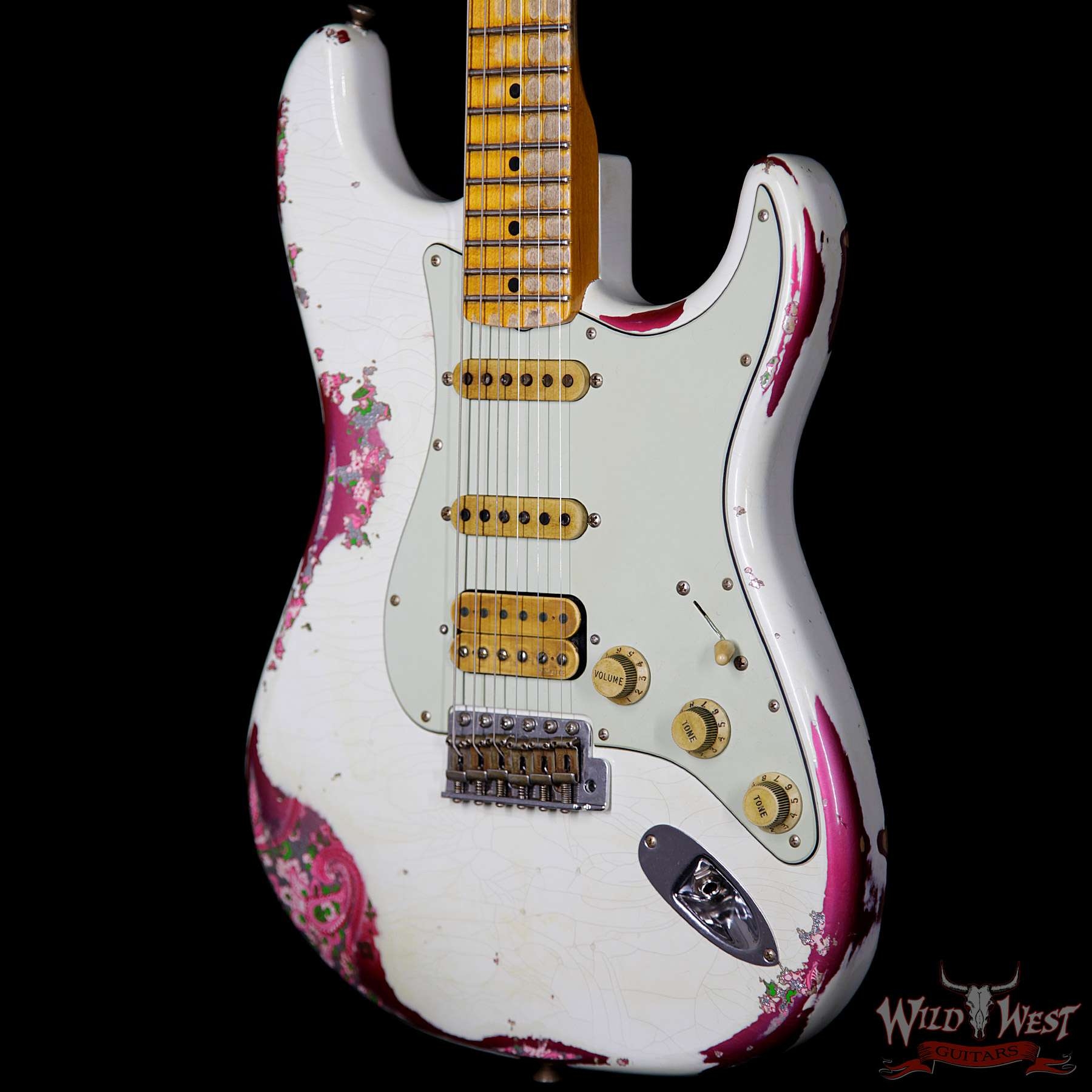 Fender Custom Shop White Lightning 2.0 Stratocaster Maple Board - Heavy Relic Olympic White/Paisley