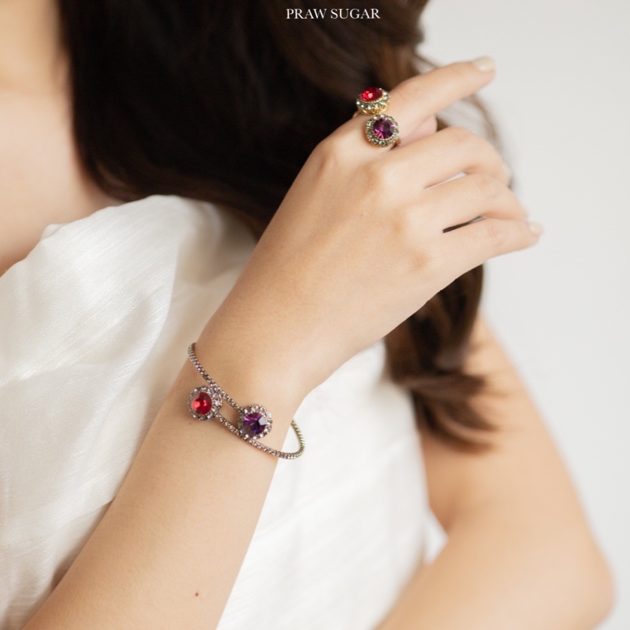 Swarovski Double Crystal Ring - แหวนคริสตัล Swarovski แหวนคริสตัลสวารอฟสกี้แบบ 2 ฝั่ง (มี 8 สี)