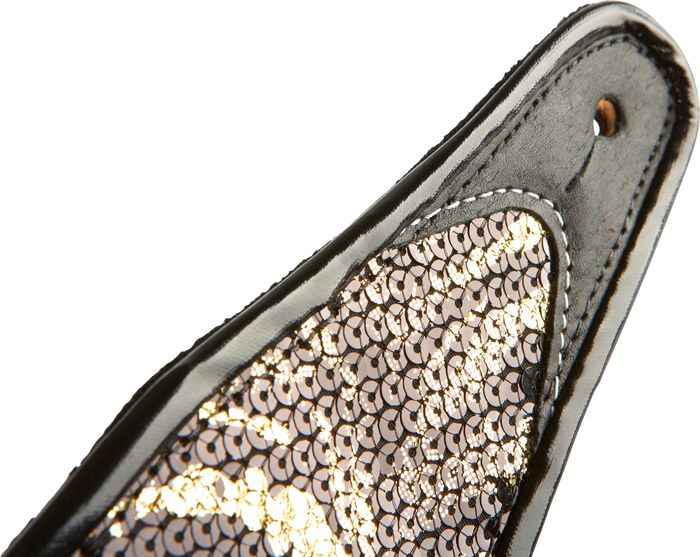 Jodi Head 3" Denny Wide Art Deco Guitar Strap - Brown and Tan Sequin Sparkle