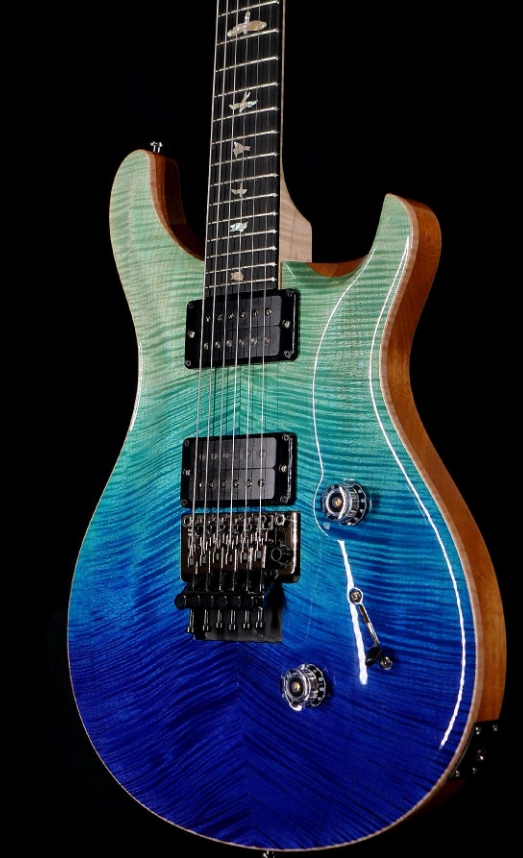 PRS WOOD LIBRARY 10 TOP CUSTOM 24 FLOYD ROSE EBONY FINGERBOARD AAA FLAME MAPLE NECK BLUE FADE