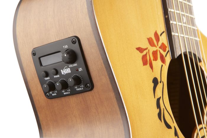 Luna Guitars Oracle Grand Concert Series Butterfuly Acoustic-Electric Guitar NaturalButterfly Design