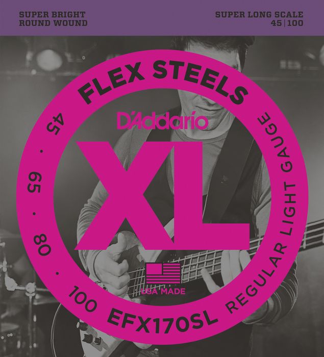 DAddario Flexsteels Super Long Scale 5Guitar Strings (45-100)
