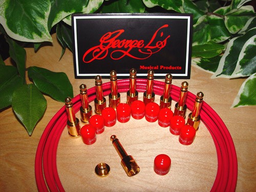 GEORGE LS Deluxe Pedalboard Kit Vintage Red w Jackets and Gold Plated Connectors