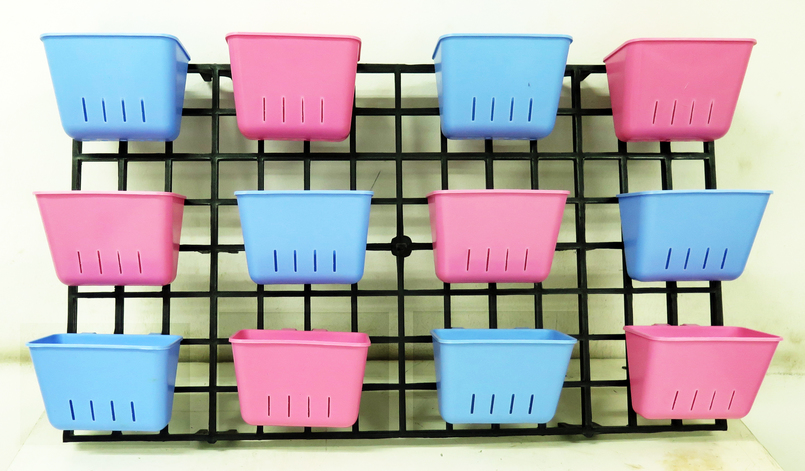 กระถางต้นไม้สวนแนวตั้ง ขนาดเล็ก สีชมพู