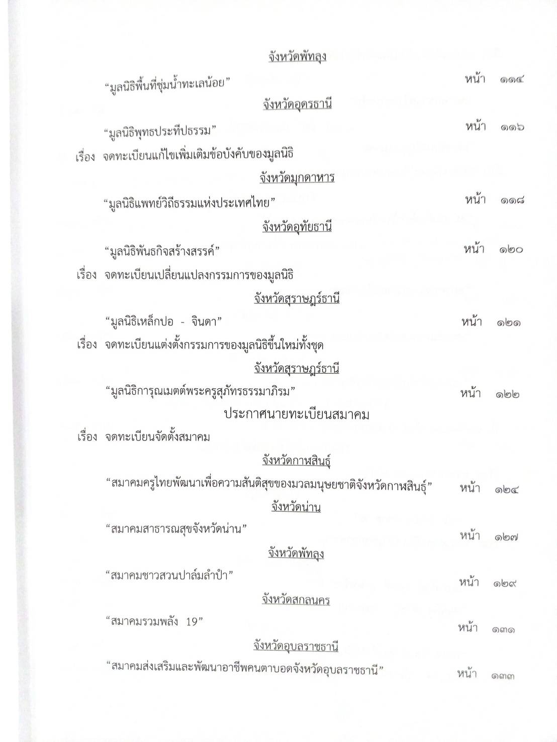 กฎหมายใหม่ 85/63 ประกาศกระทรวงกลาโหม ชมเชย ประกาศสภาฯ ตั้งกรรมาธิการ ประกาศศาลเยาวชนและครอบครัวจังหวัด สมาคม-มูลนิธิ