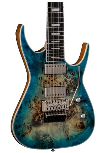 Dean Exile Select Burled Poplar with Floyd Seven-String Electric Guitar Satin Turquoise Burst