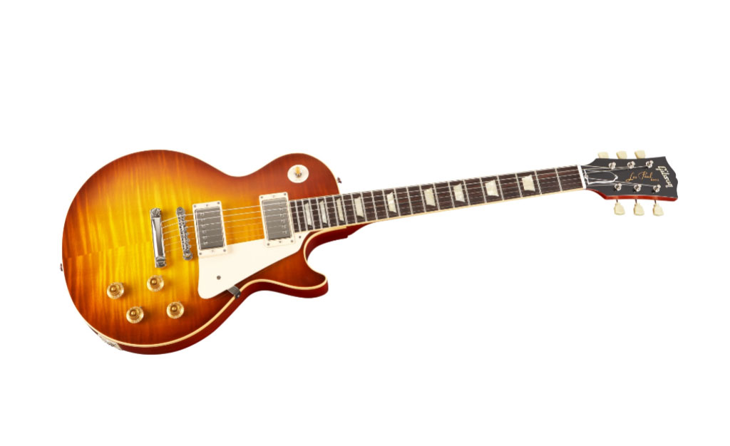 Gibson Custom 1959 Les Paul Reissue Electric Guitar with Hard Rock Maple Top Sunset Orange Tea Burst