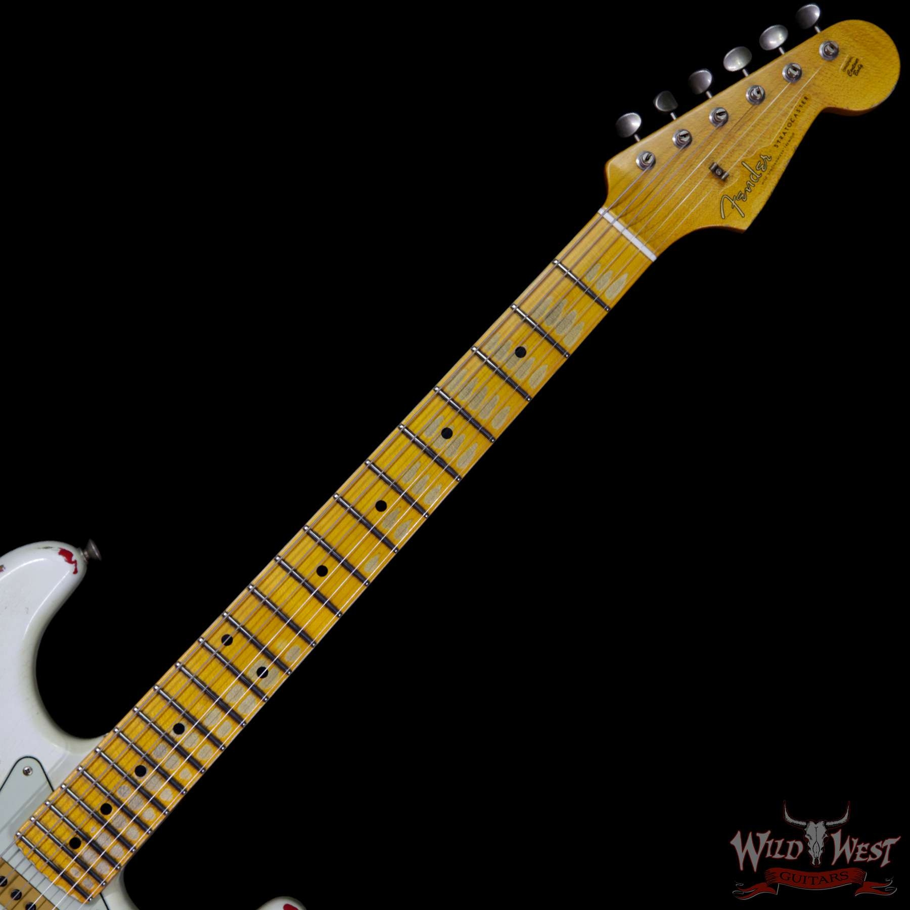 Fender Custom Shop White Lightning 2.0 HSS Stratocaster Heavy Relic Maple Board - Olympic White Over Torino Red