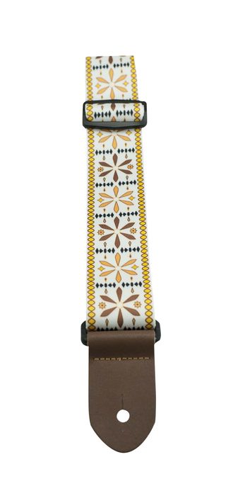 Perri's 2" Polyester w/Jaquard Design Yellow, Tan & White Guitar Strap