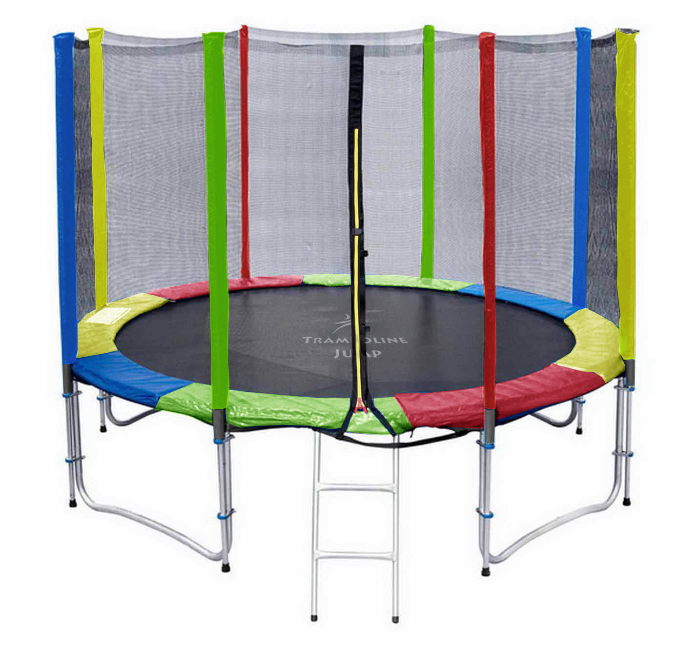 แทรมโพลีน 12 ฟุต สีรุ้ง เสารุ้ง สปริงบอร์ด trampoline เครื่องออกกำลังกายเพิ่มความสูง สำหรับ 5 คน