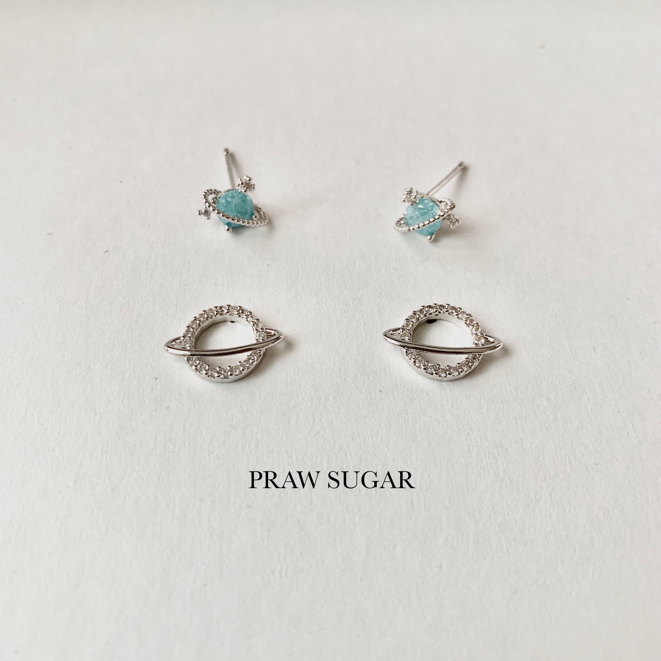 Saturn Set Earrings - เซ็ทต่างหูดาวเสาร์ (ก้านเป็นเงินแท้) (มี 6 สี)