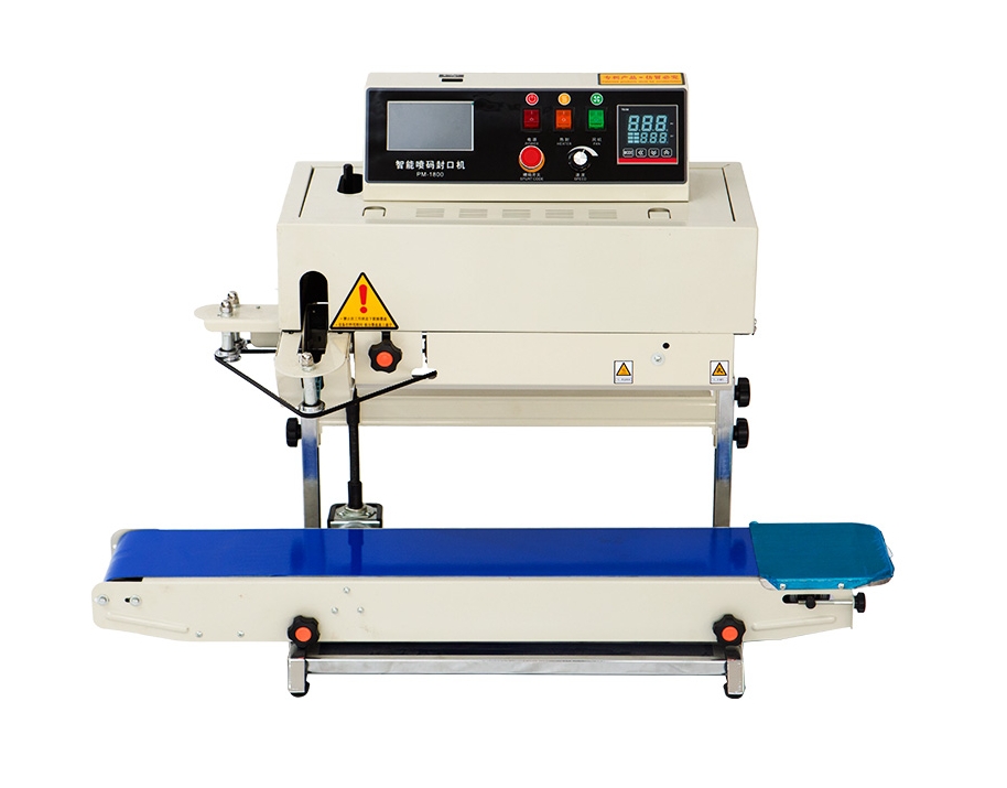 เครื่องซีลสายพานต่อเนื่องแนวตั้ง มีระบบพิมพ์วันที่ inkjet