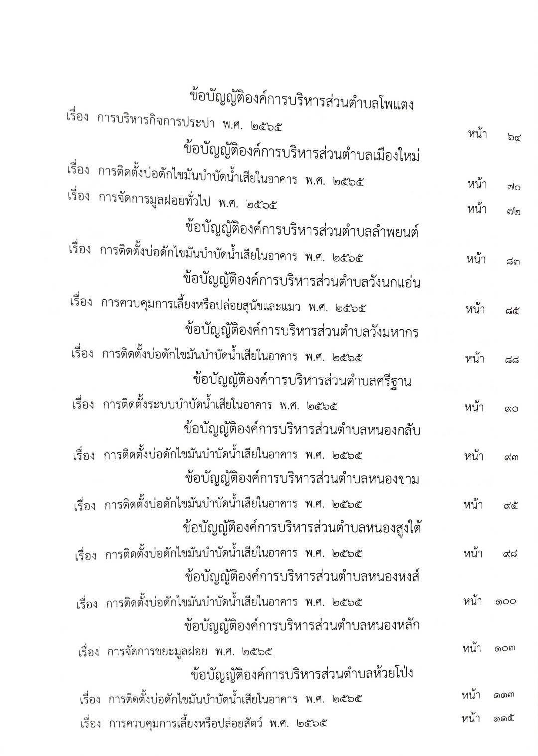 30 ข้อบัญญัติองค์การบริหารส่วนตำบล (ตอนพิเศษ 308/67)