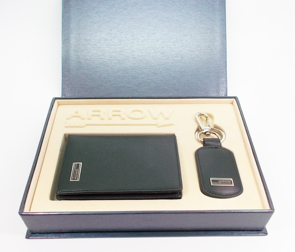 กระเป๋านามบัตร+พวงกุญแจ ARROW USA-1851 ดำ ใหม่ แท้