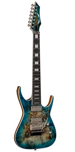 Dean Exile Select Burled Poplar with Floyd Seven-String Electric Guitar Satin Turquoise Burst